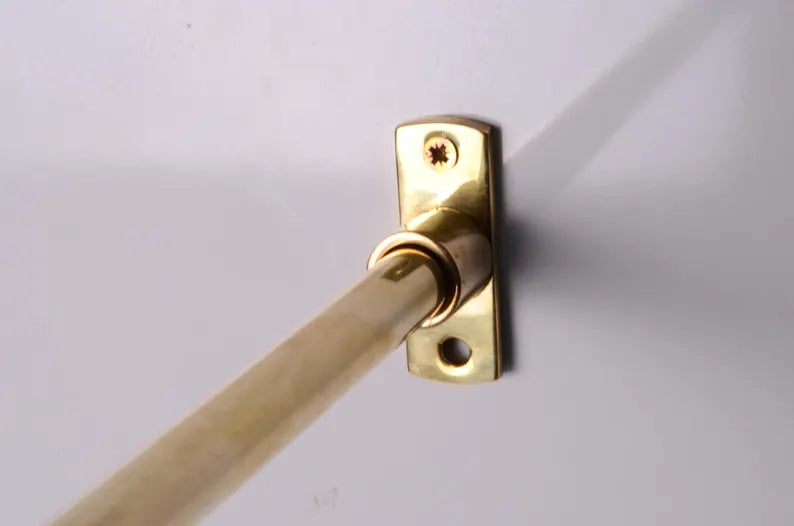 Custom Width Brass café curtain rod 