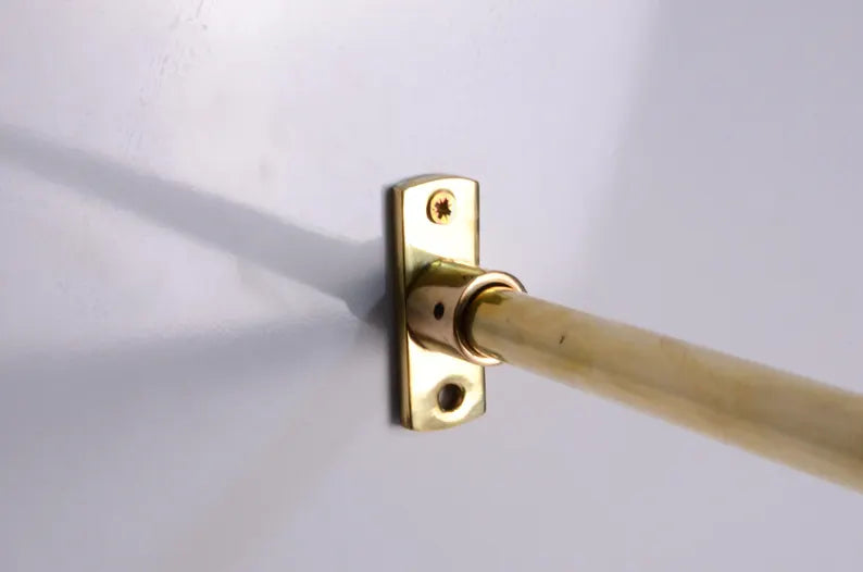 Custom Width Brass café curtain rod 
