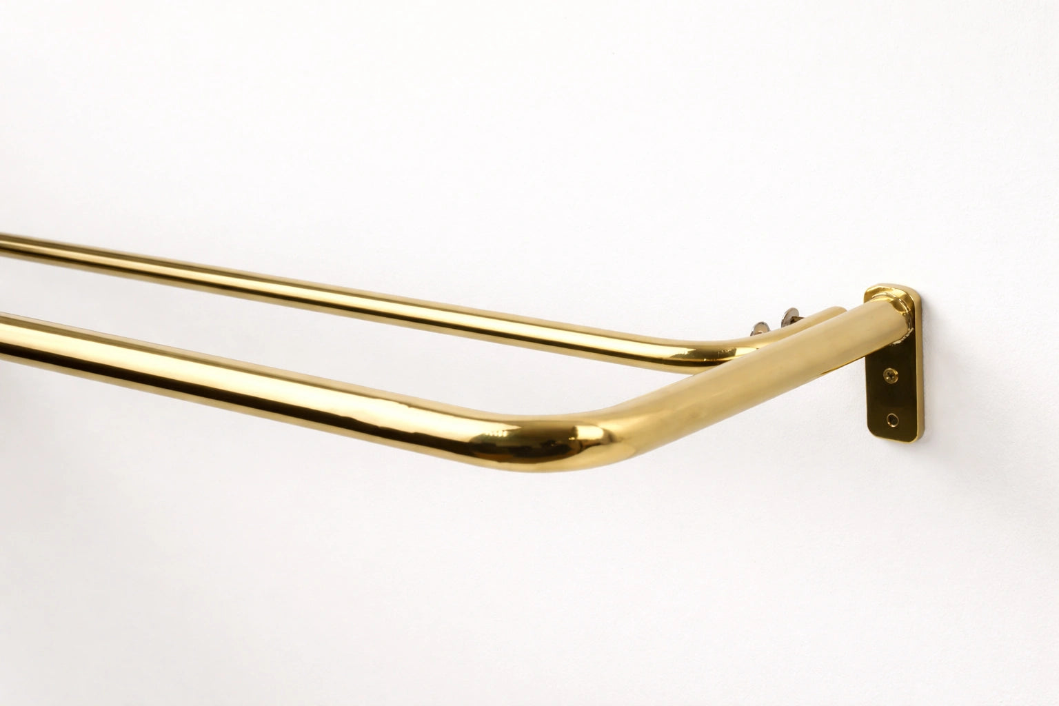 French Return Brass Double Curtain Rod With Solid Brass Rings For Drapery