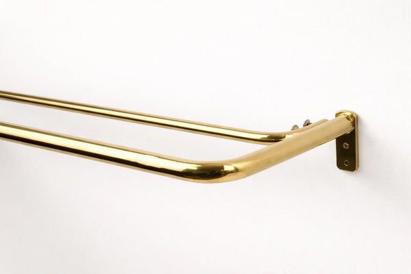 French Return Brass Double Curtain Rod With Solid Brass Rings For Drapery