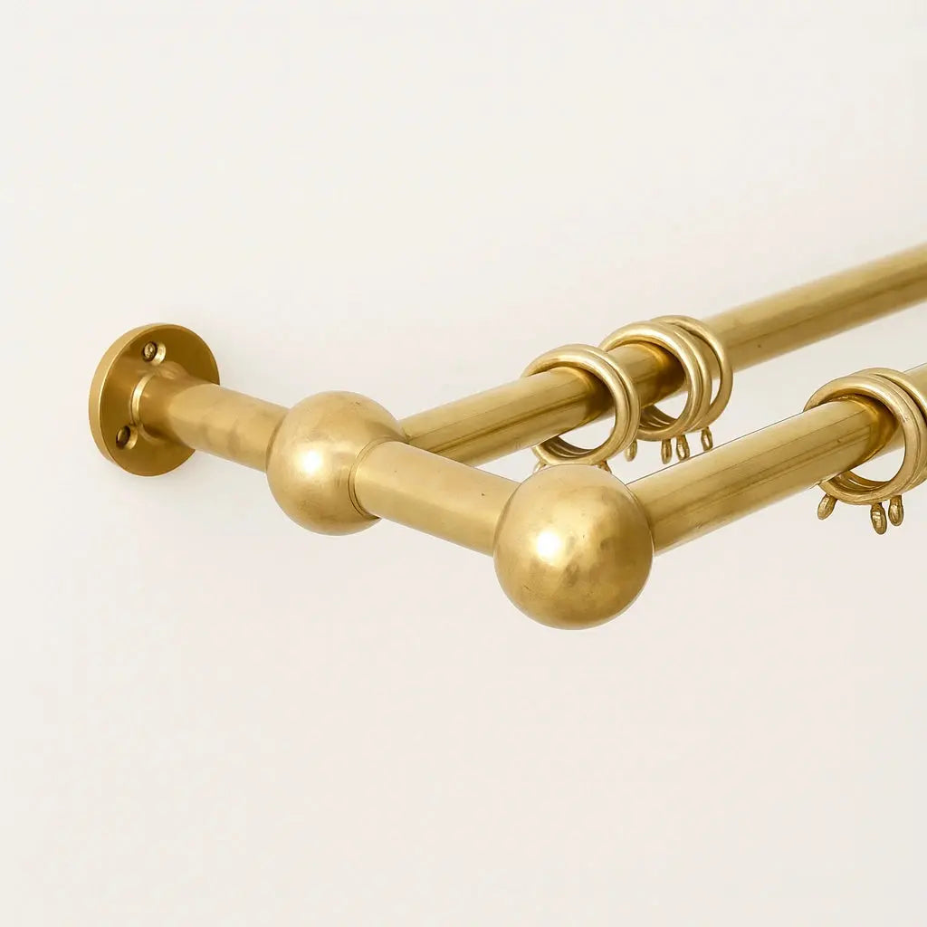 Double Brass Curtain Rod With Rings,DDP shipping - AtlasFinest