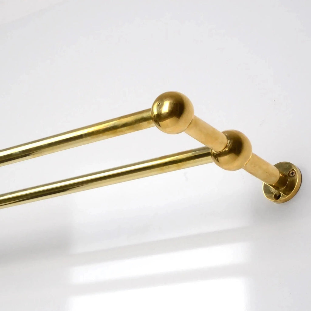 Double Brass Curtain Rod Only, Solid Brass Curtain Holder WITHOUT Brass Rings, DDP shipping