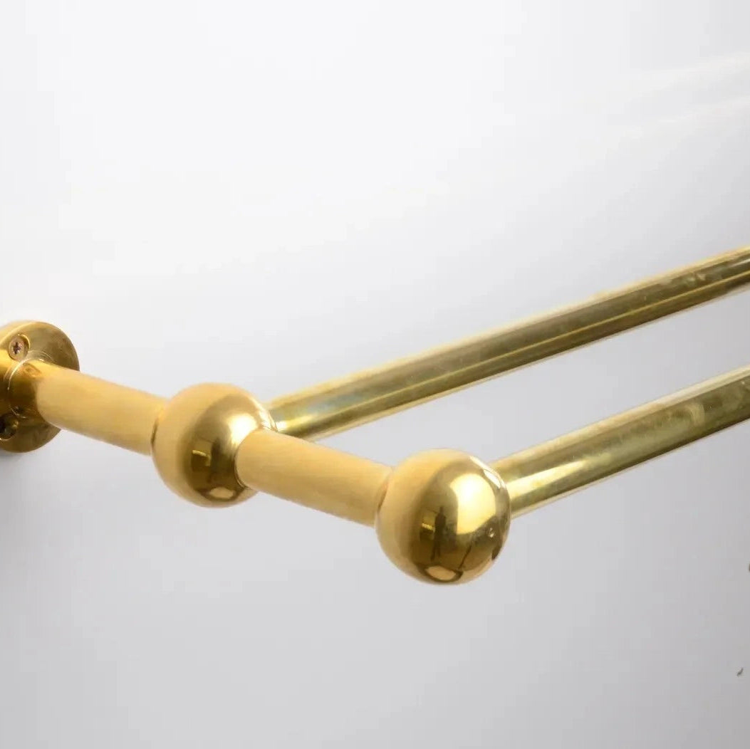 Double Brass Curtain Rod Only, Solid Brass Curtain Holder WITHOUT Brass Rings, DDP shipping