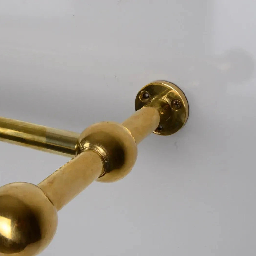 Double Brass Curtain Rod Only, Solid Brass Curtain Holder WITHOUT Brass Rings, DDP shipping