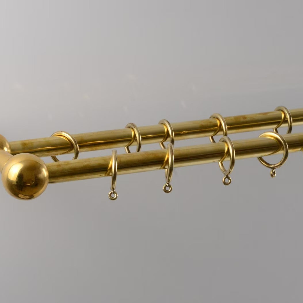 Elegant brass double curtain rod with rings for luxurious window styling – Atlas Finest hardware