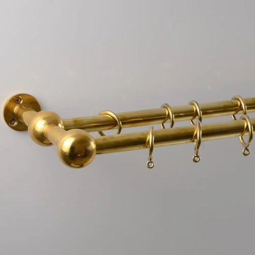 Double Brass Curtain Rod With Rings,DDP shipping - AtlasFinest