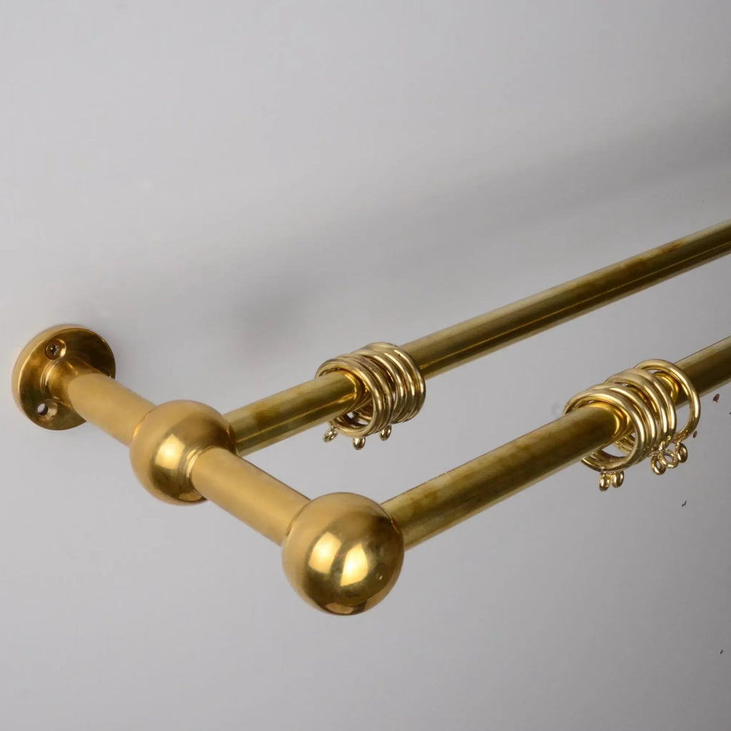 Brass double curtain rod with rings for elegant and timeless window styling – Atlas Finest  curtain rods 