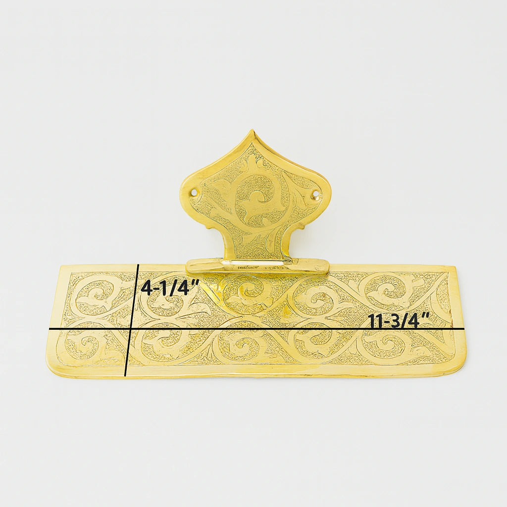 Engraved Handcrafted Unlacquered Brass Shelf