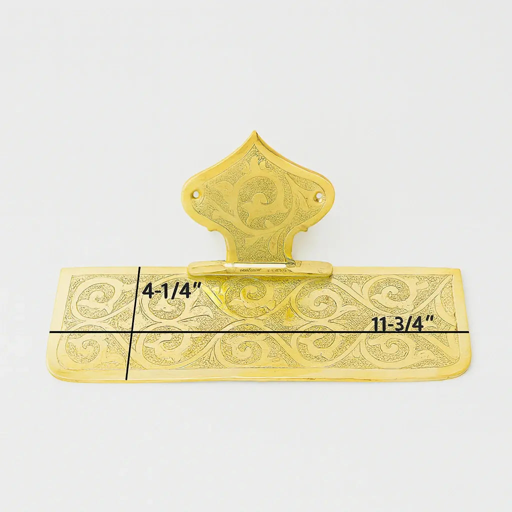 Engraved Handcrafted Unlacquered Brass Shelf - AtlasFinest