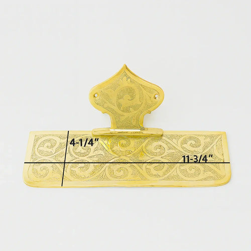 Engraved Handcrafted Unlacquered Brass Shelf - AtlasFinest