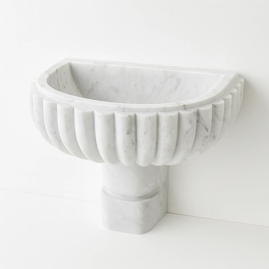 Freestanding Moroccan White Marble Sink