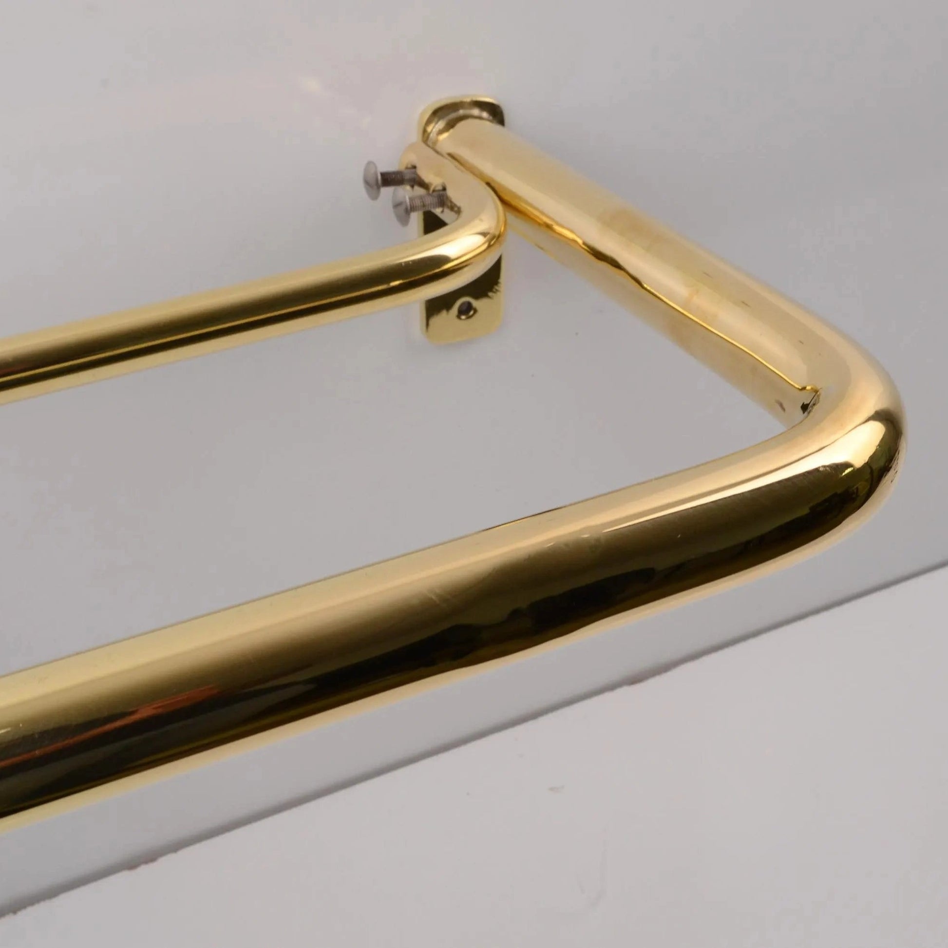 French Return Brass Double Curtain Rod With Solid Brass Rings For Drapery