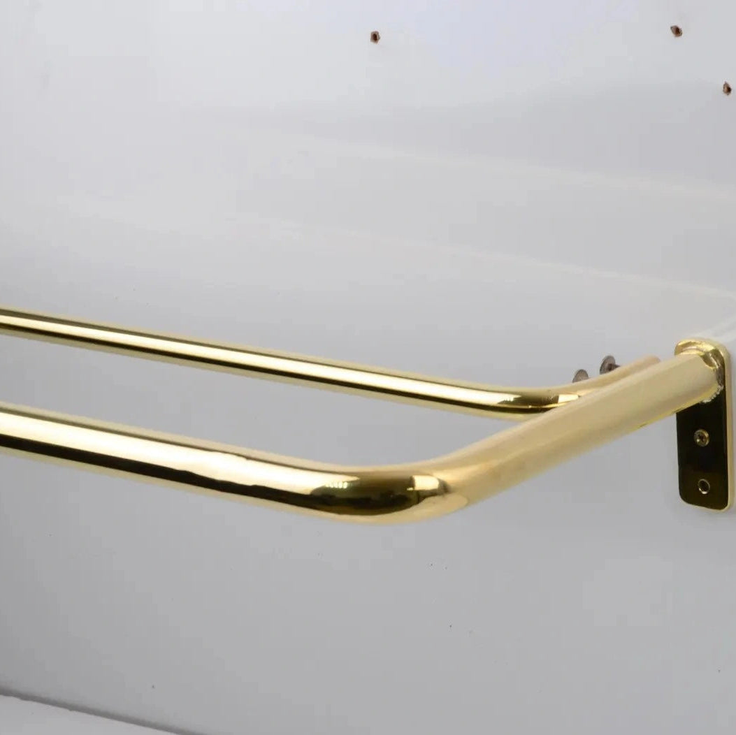 French Return Brass Double Curtain Rod With Solid Brass Rings For Drapery