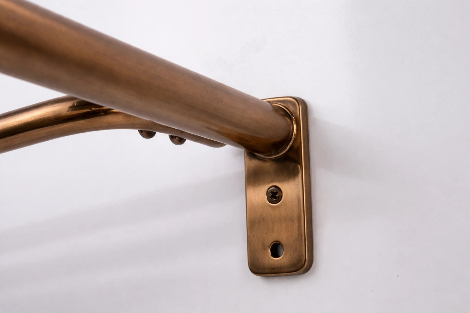 French Return Solid Brass Double Curtain Rod with Rings – Bronze Finish