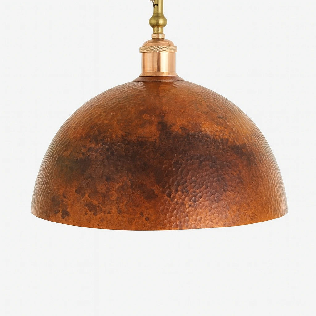Set of 2  Copper Dome Pendant Lights