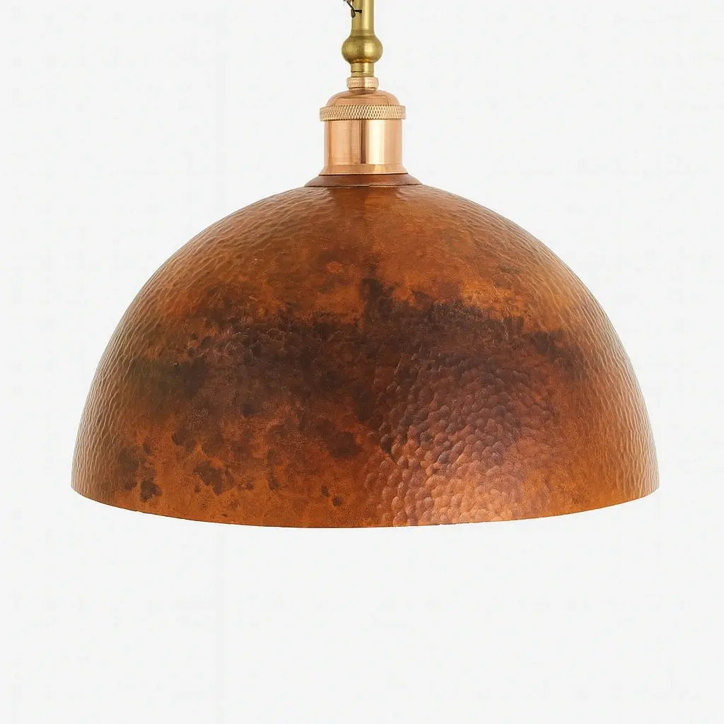 Set of 2 Copper Dome Pendant Lights - AtlasFinest