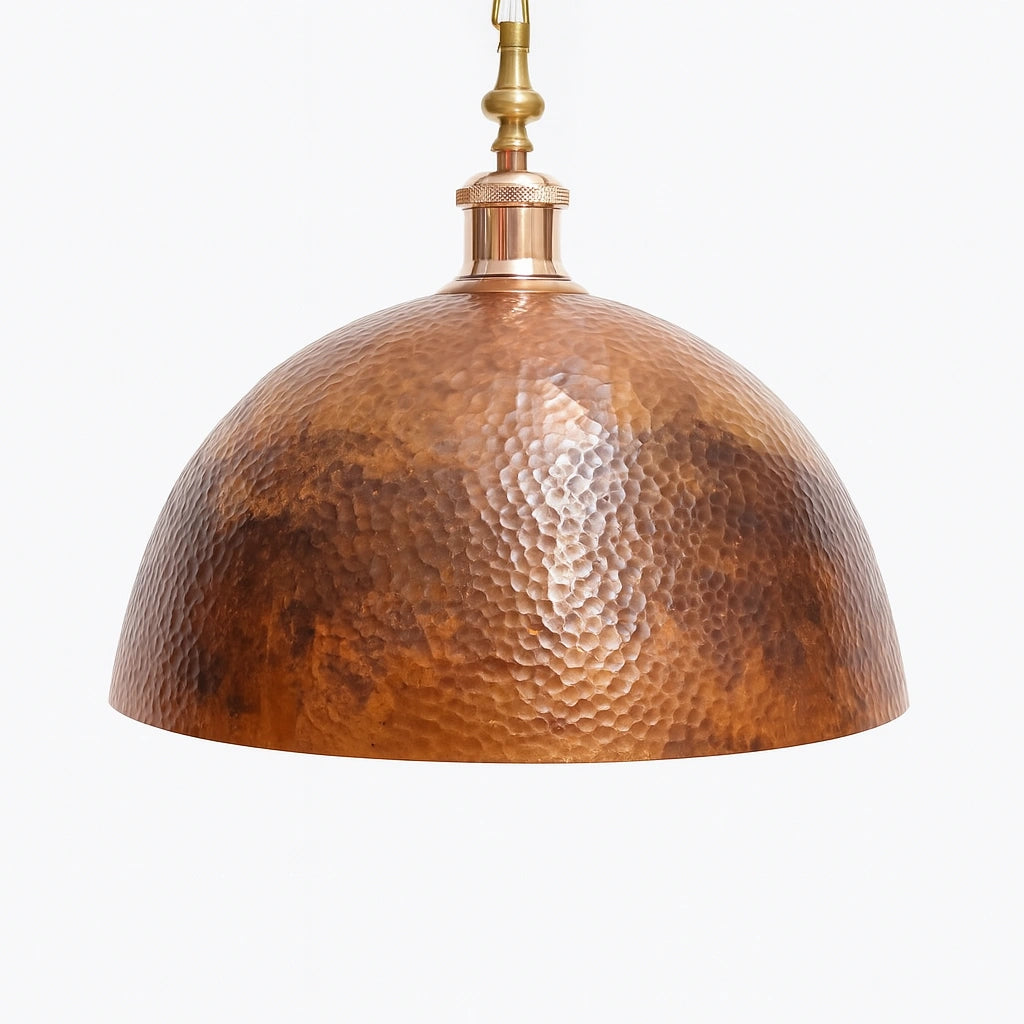 Set of 2  Copper Dome Pendant Lights