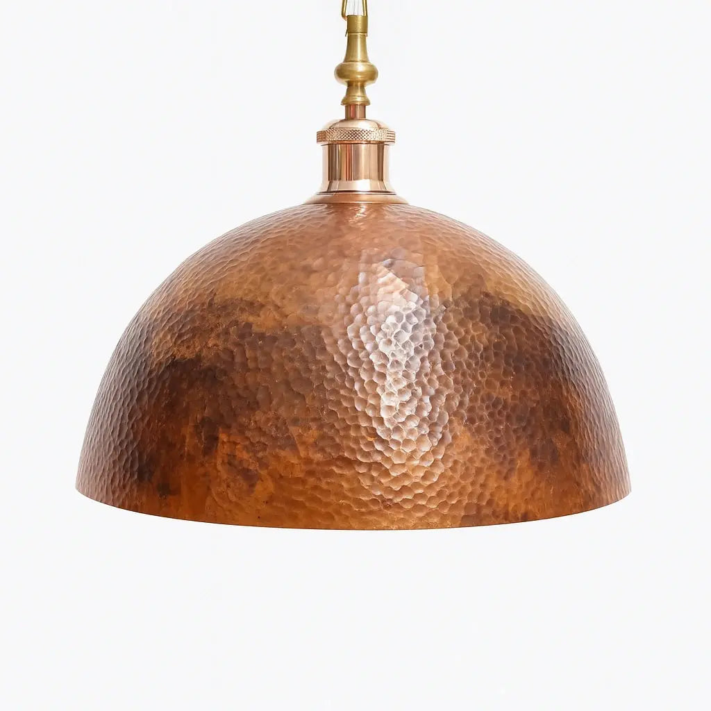 Set of 2 Copper Dome Pendant Lights - AtlasFinest