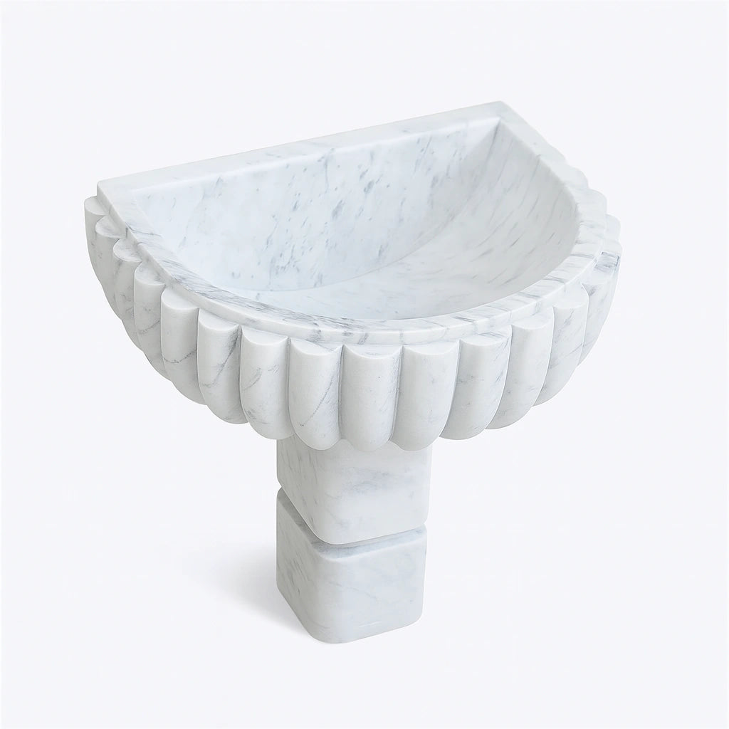 Freestanding Moroccan White Marble Sink