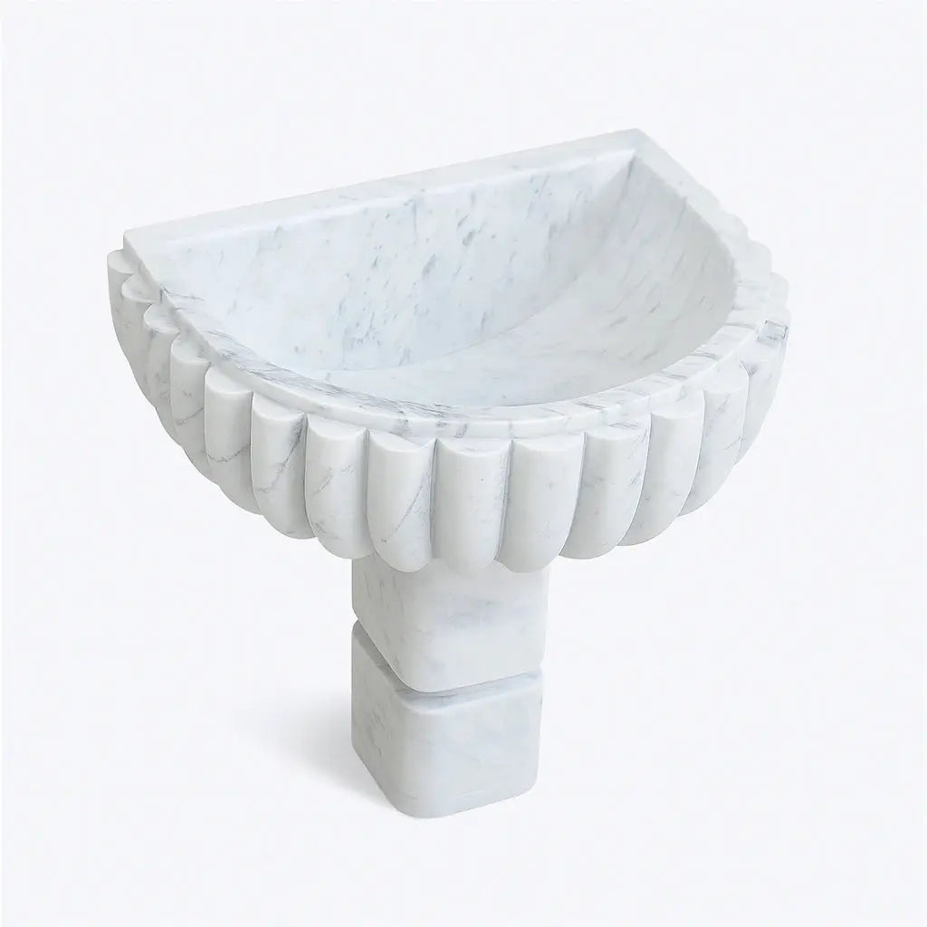 Freestanding Moroccan White Marble Sink - AtlasFinest