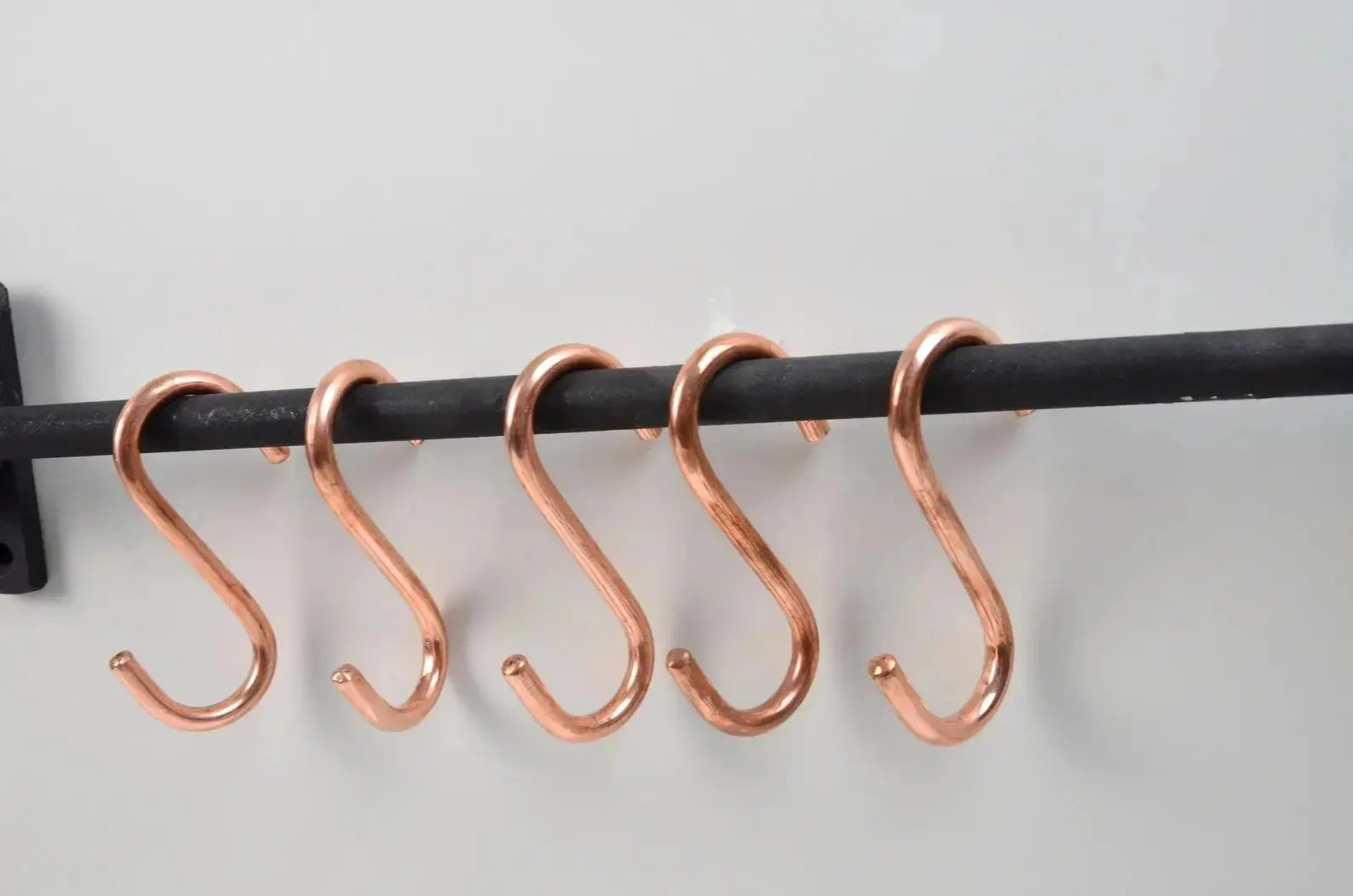 Iron Pot Rack With Copper Hooks, Black Wrought Iron - AtlasFinest