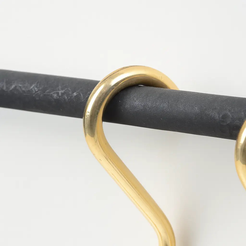 Iron Pot Rail With Brass S-Hooks For Kitchen Storage - AtlasFinest