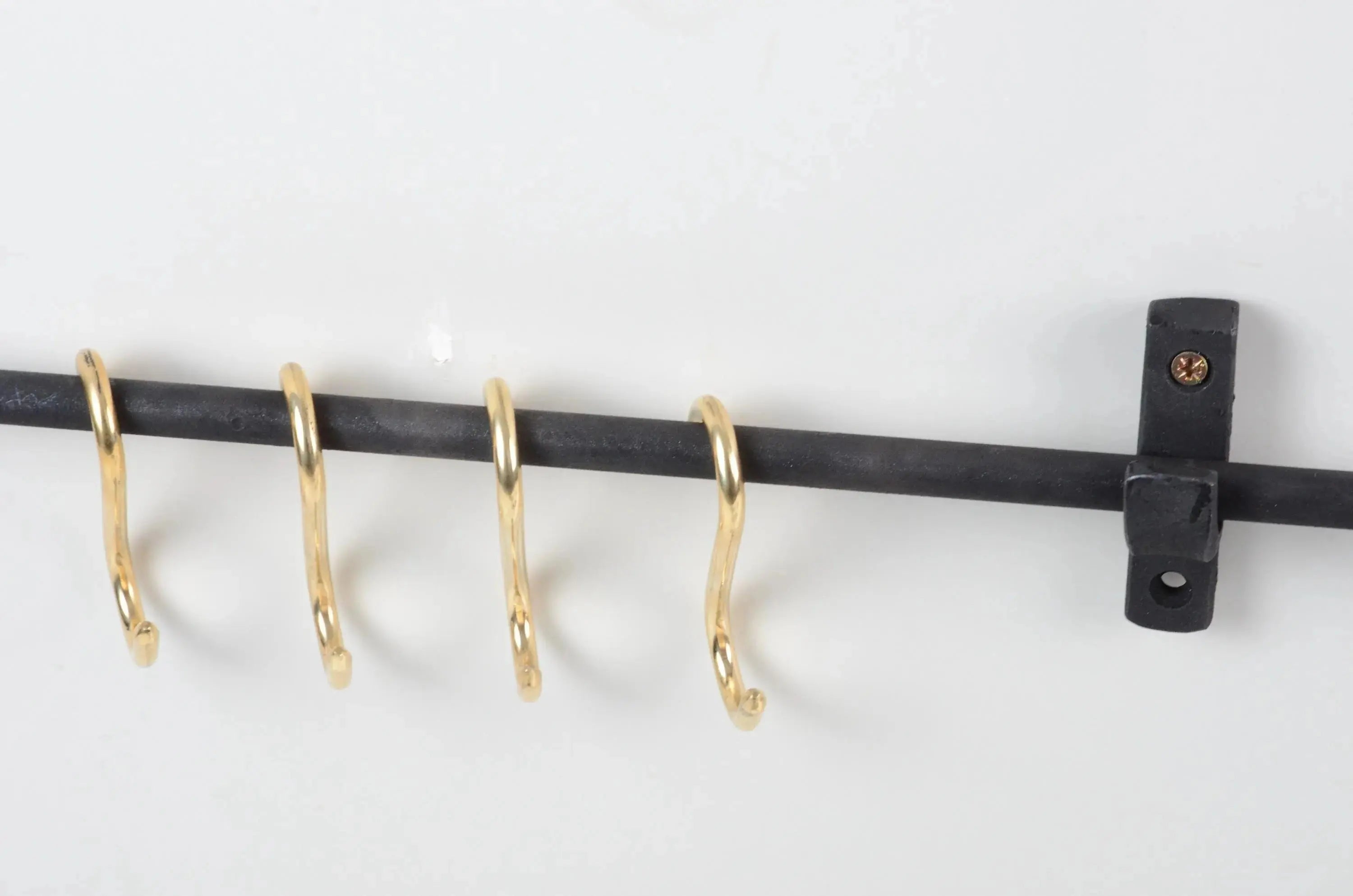 Iron Pot Rail With Brass S-Hooks For Kitchen Storage - AtlasFinest
