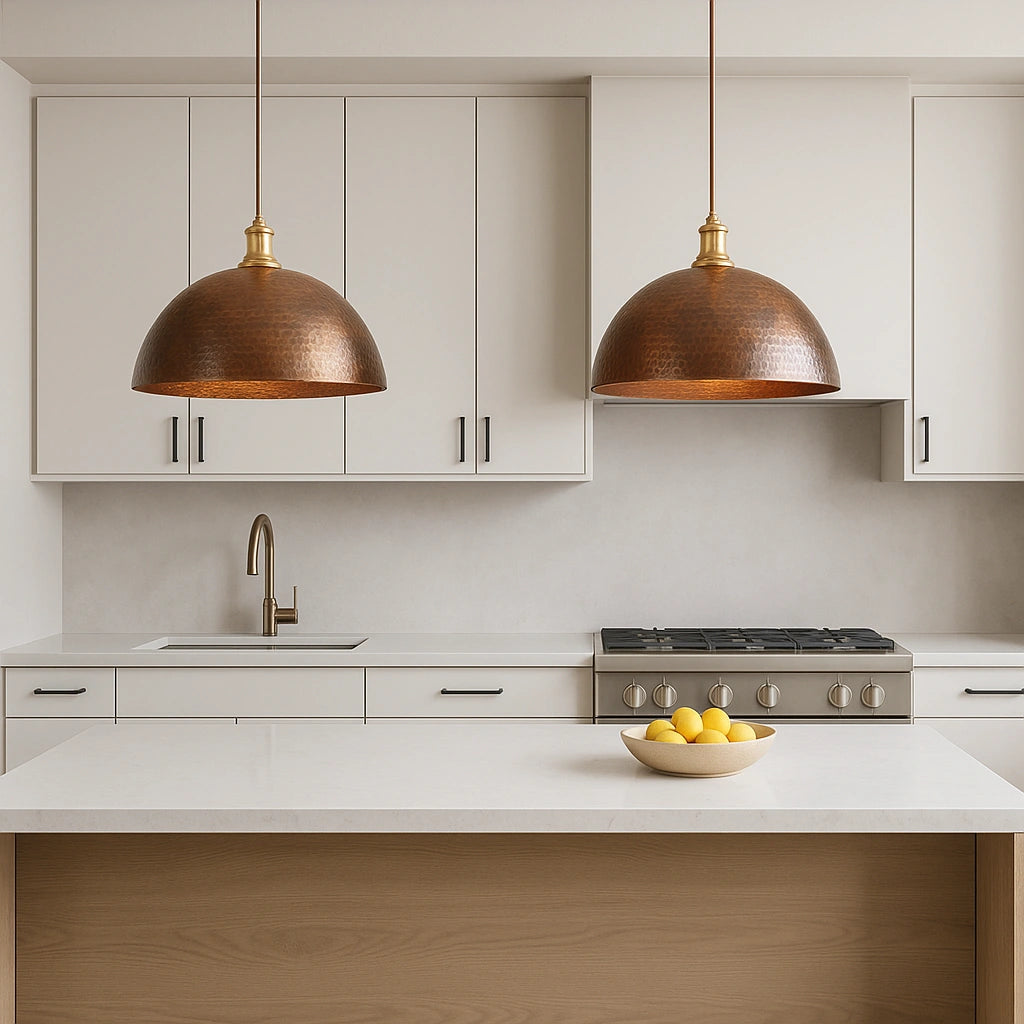 Set of 2  Copper Dome Pendant Lights