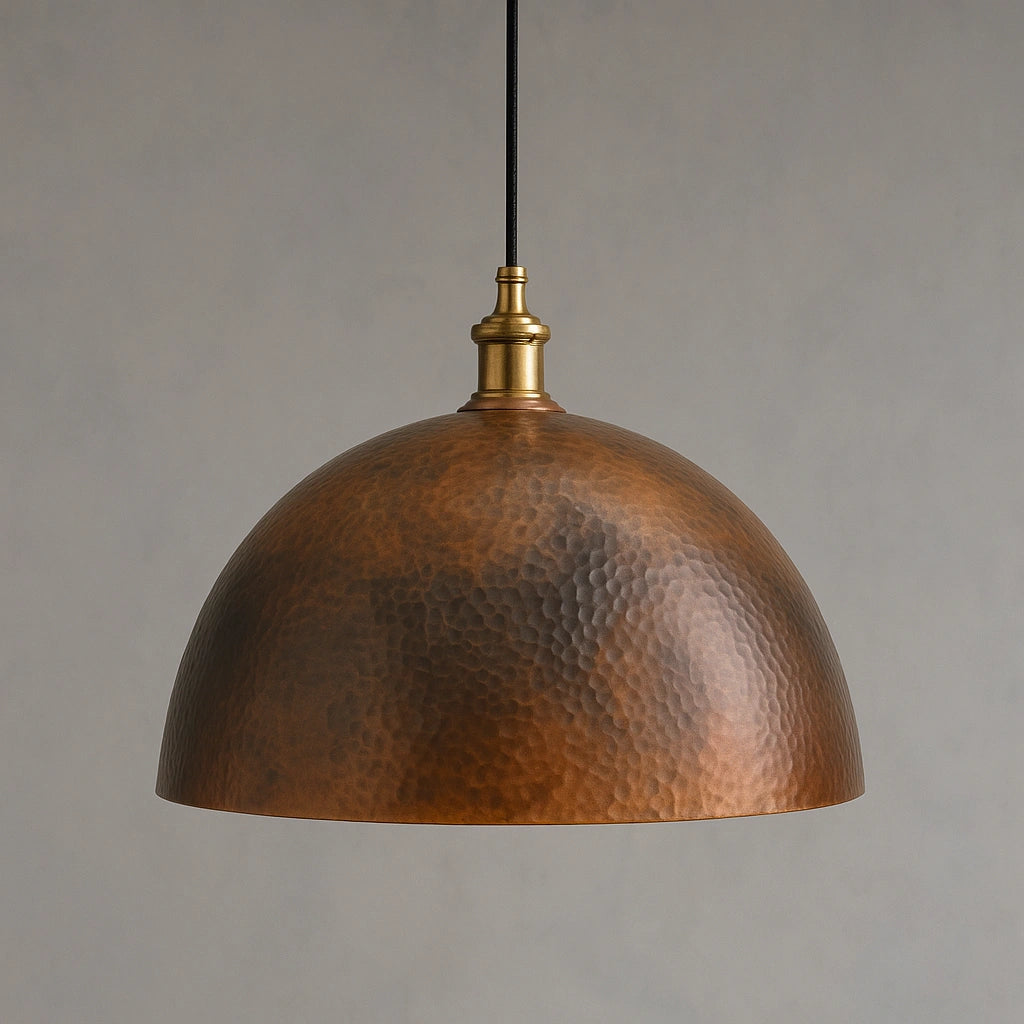 Set of 2  Copper Dome Pendant Lights