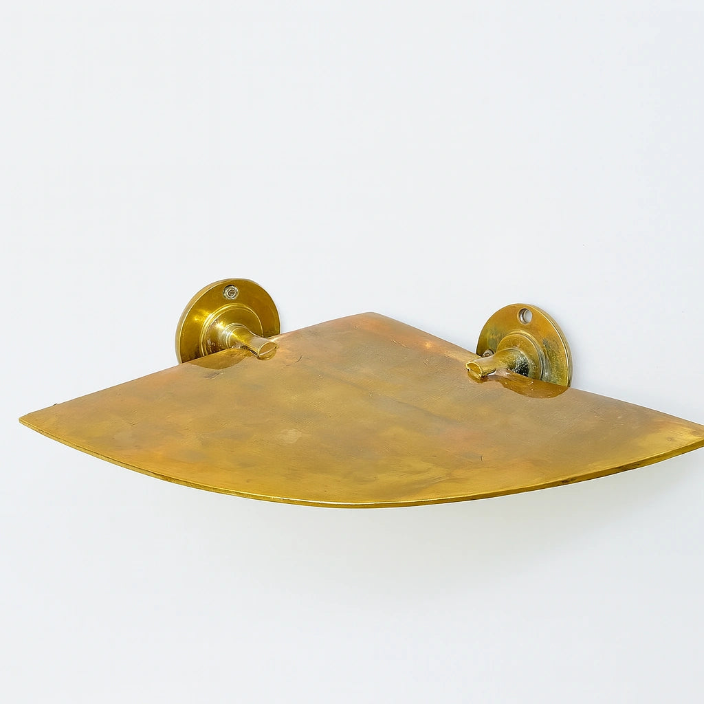 Living Finish Brass Corner Shelf, Solid Brass Shelving