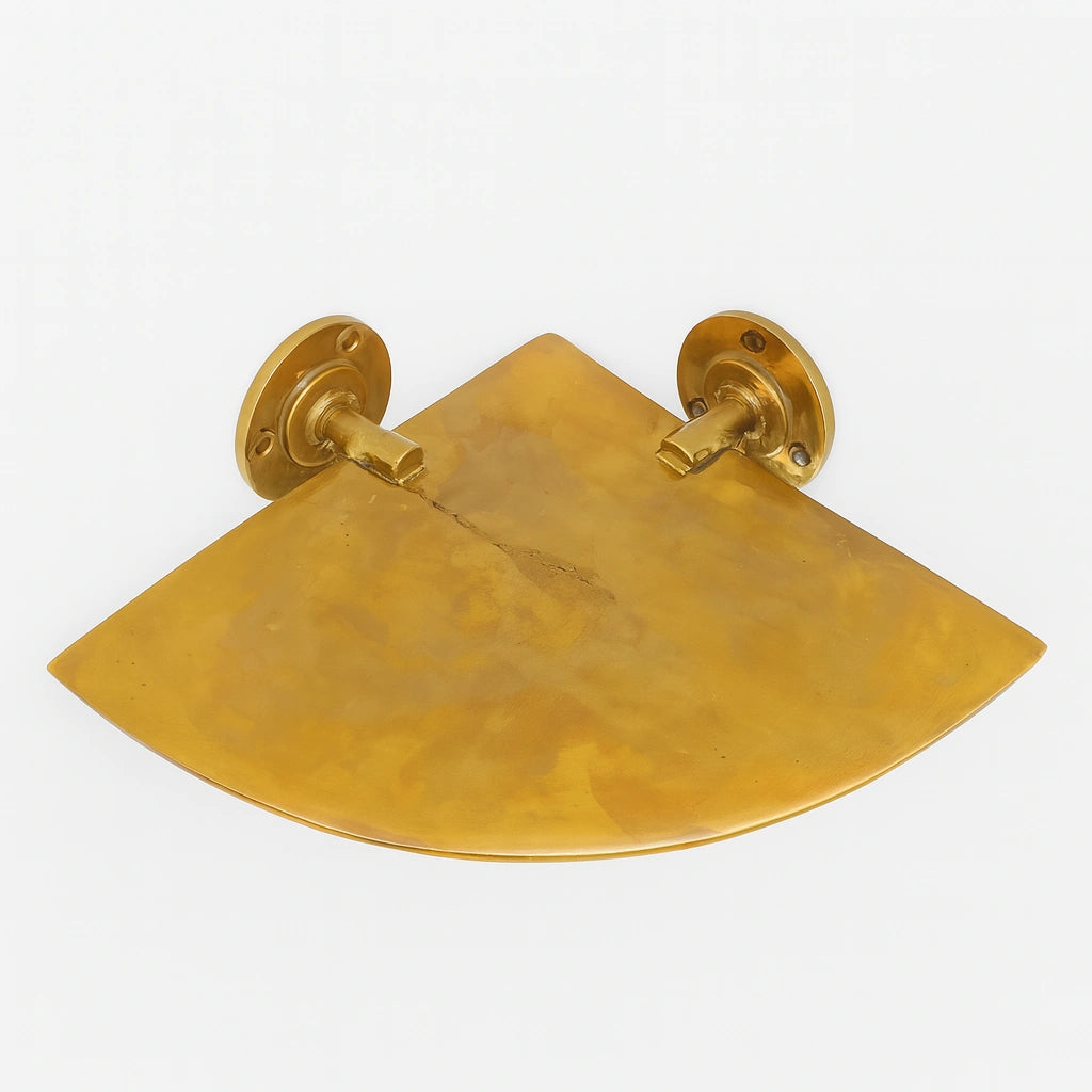 Living Finish Brass Corner Shelf, Solid Brass Shelving