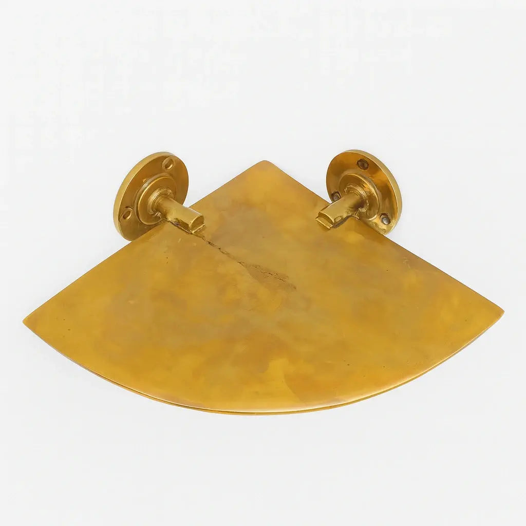 Living Finish Brass Corner Shelf, Solid Brass Shelving - AtlasFinest