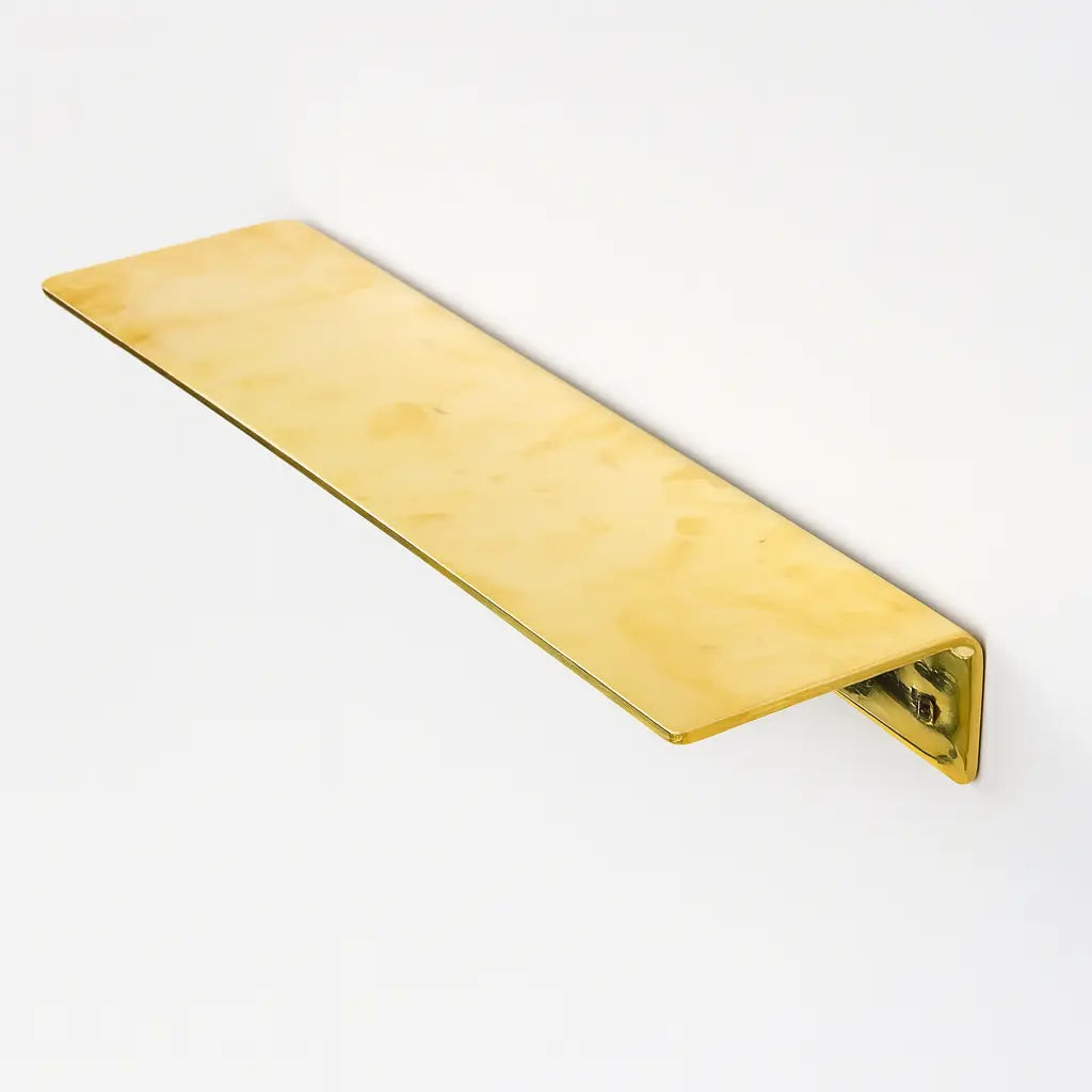 Long Unlacquered Brass Floating Shelf