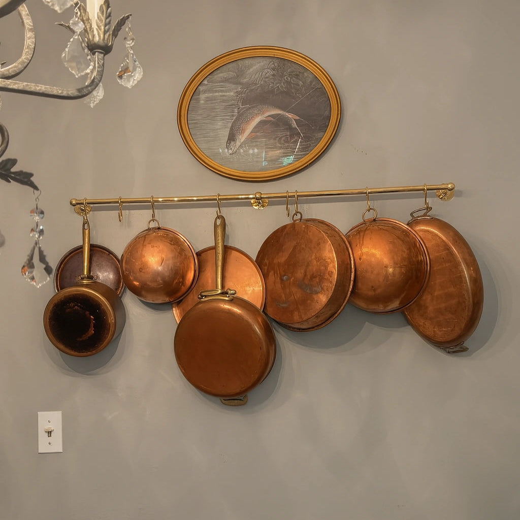 Brass Pot Rail With Middle Support Brackets