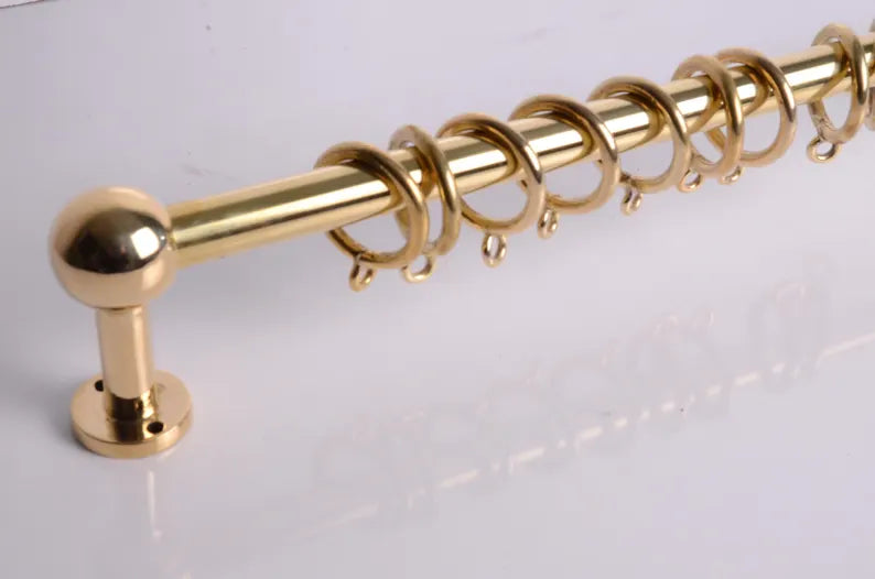 Solid Brass Café Curtain Rod with Rings