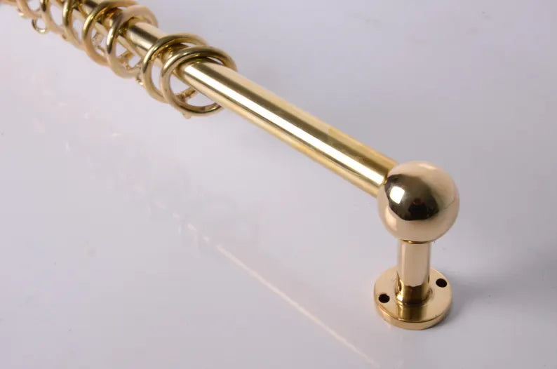 Solid Brass Café Curtain Rod with Rings