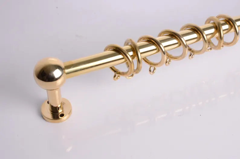 Solid Brass Café Curtain Rod with Rings
