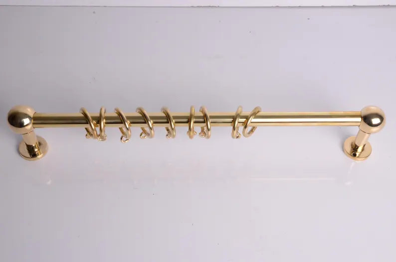 Solid Brass Café Curtain Rod with Rings