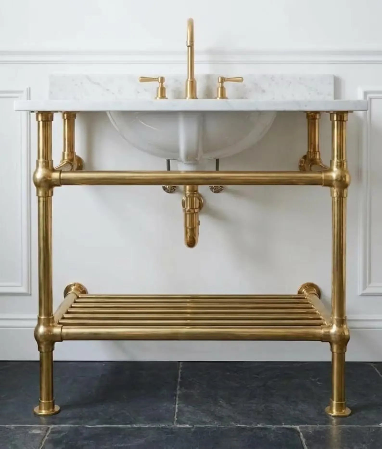 Brass Sink Console, Vintage Washstand Frame