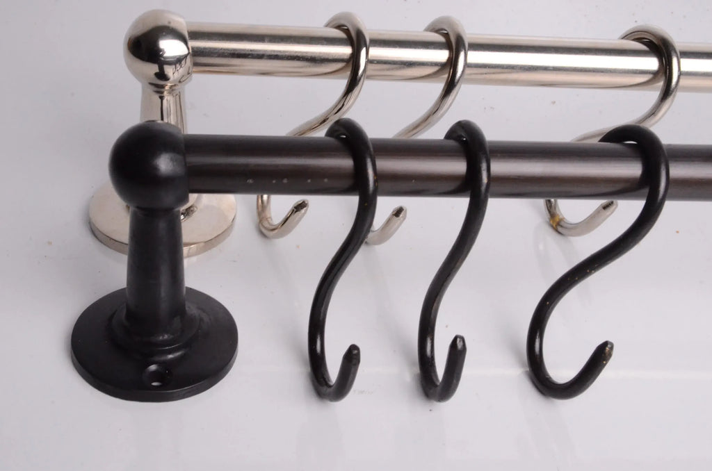 Solid Brass Pot Rail with S Hooks