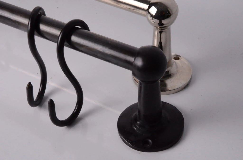 Solid Brass Pot Rail with S Hooks