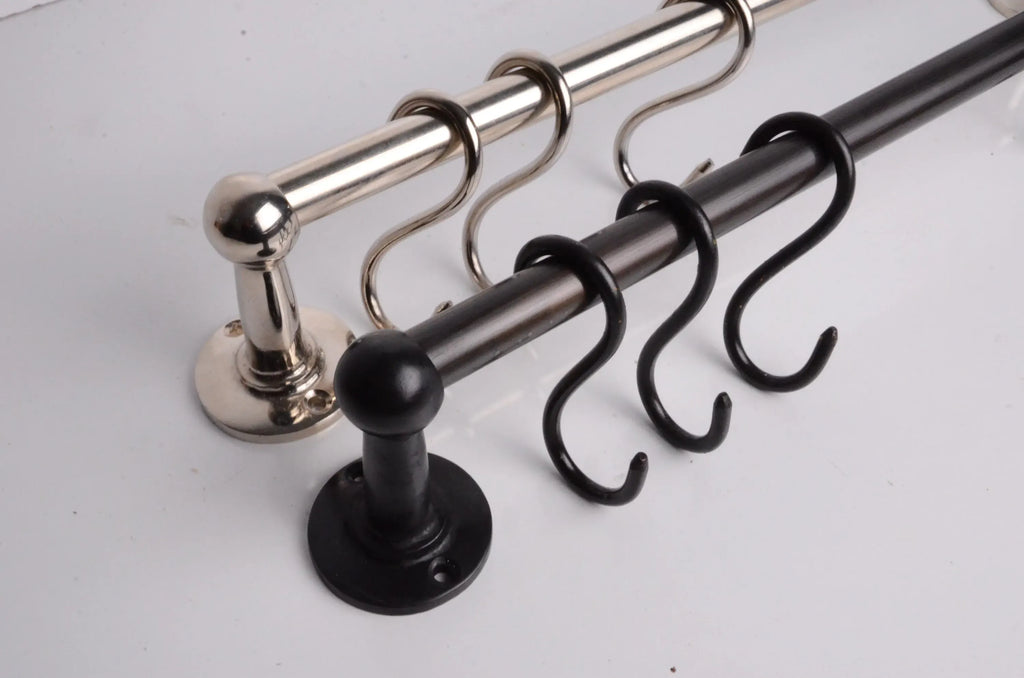 Solid Brass Pot Rail with S Hooks