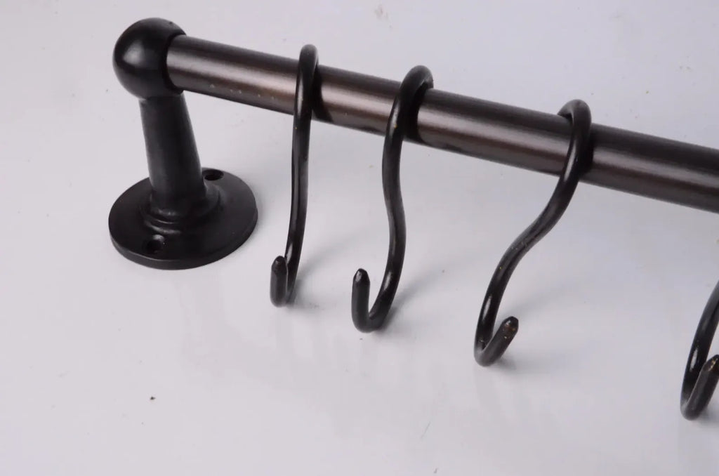 Solid Brass Pot Rail with S Hooks