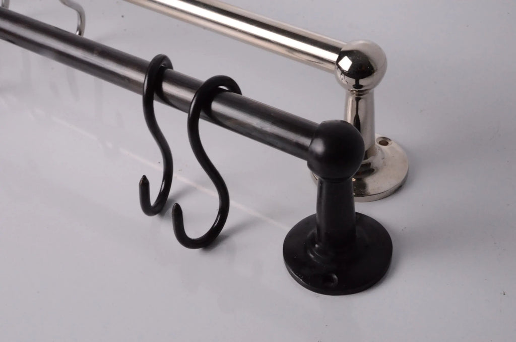 Solid Brass Pot Rail with S Hooks 5846