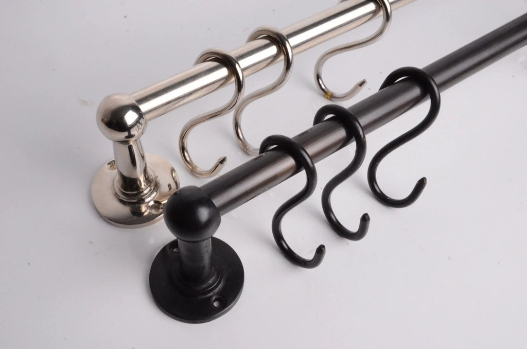 Solid Brass Pot Rail with S Hooks