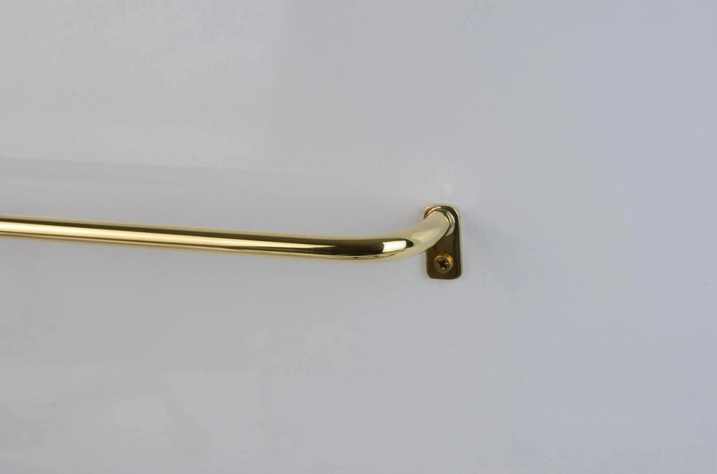 Handcrafted unlacquered brass curtain rod, slim café pole with French return brackets
