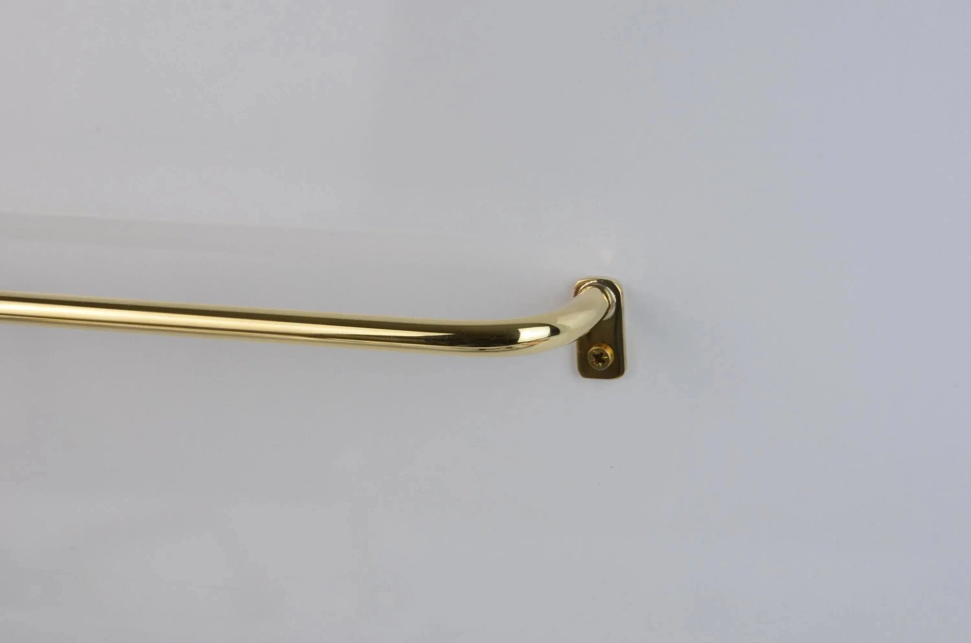 Handcrafted unlacquered brass curtain rod, slim café pole with French return brackets