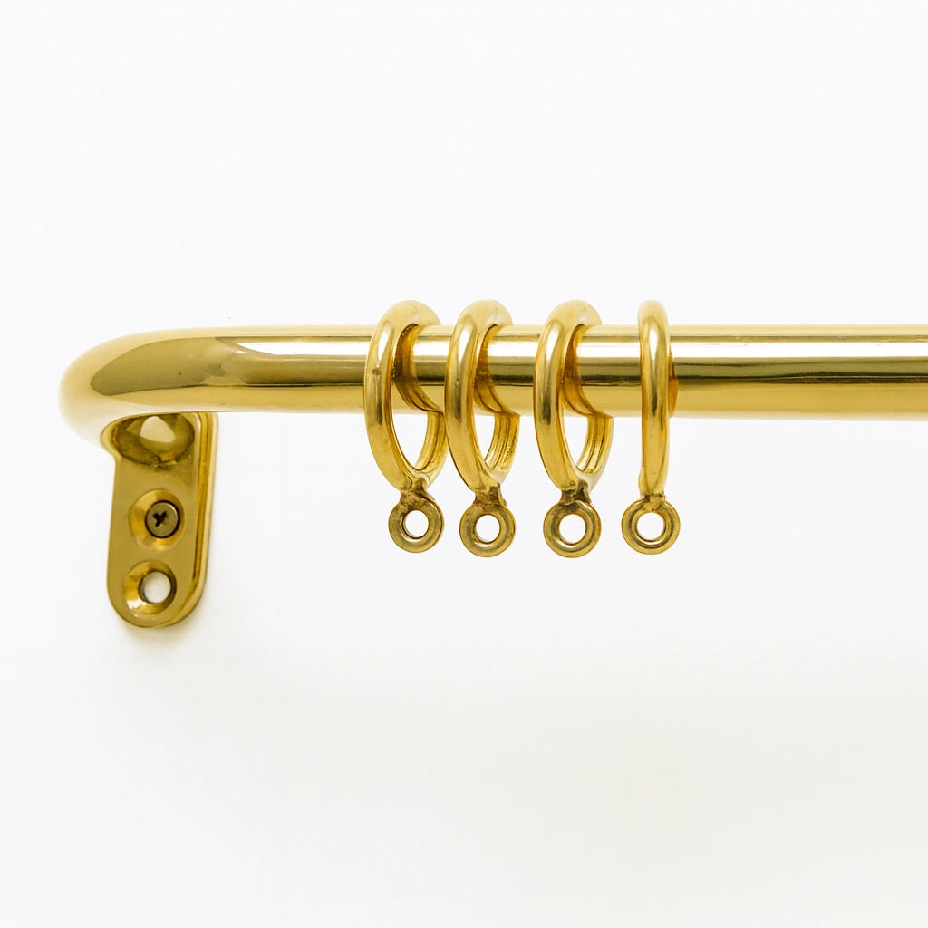 Unlacquered Brass Cafe Curtain Rod, French Return Solid Brass Curtain Holder