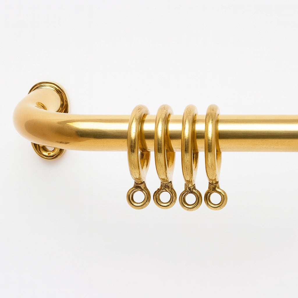 Unlacquered Brass Cafe Curtain Rod, French Return Solid Brass Curtain Holder
