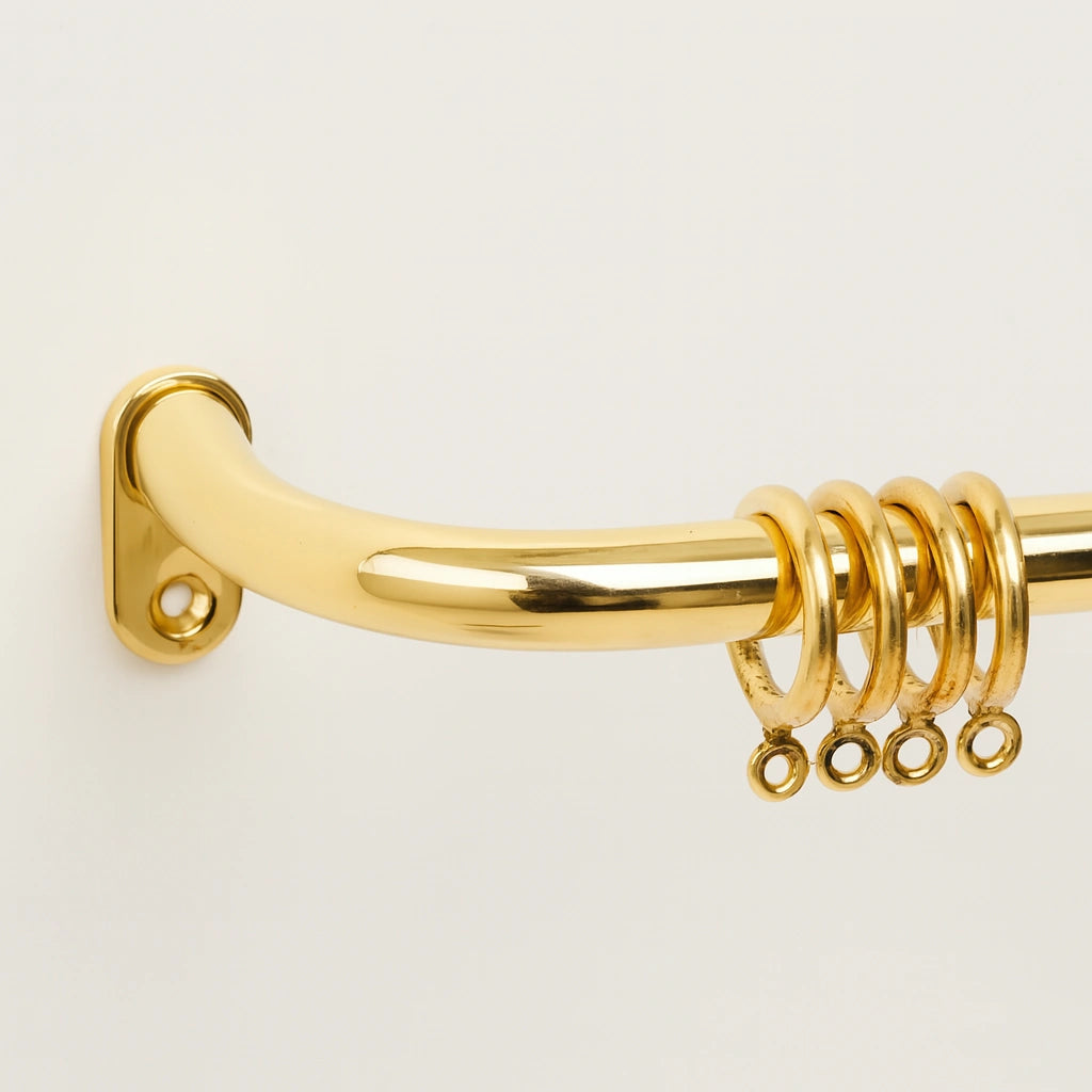 Unlacquered Brass Cafe Curtain Rod, French Return Solid Brass Curtain Holder